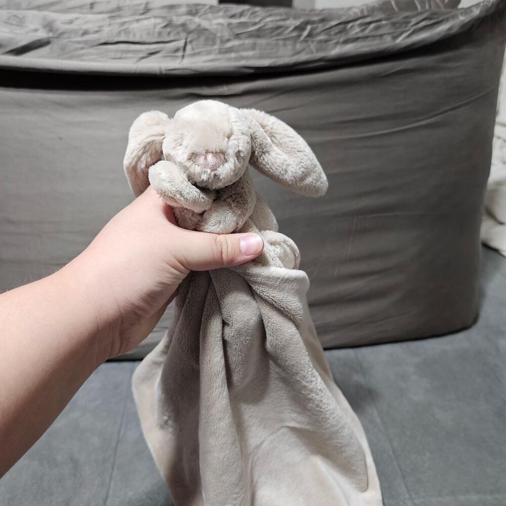 Jellycat Bashful light Brown Bunny Lovey Soother Plush Holding Newborn Security - Picture 3 of 5